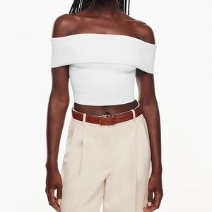 Babaton Knit Off-Shoulder Top White XS